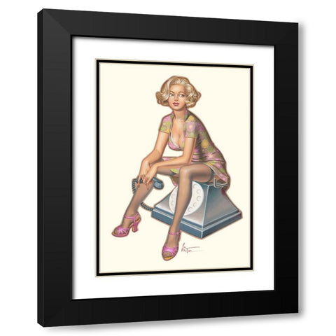 Telefon Black Modern Wood Framed Art Print with Double Matting by Hitte, Patrick