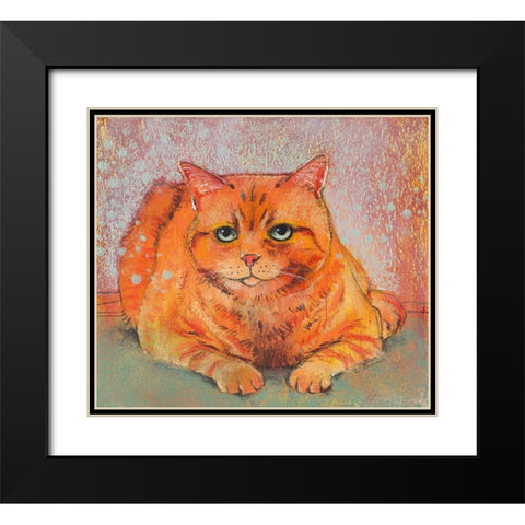 Cat lying down Black Modern Wood Framed Art Print with Double Matting by Botman, Loes