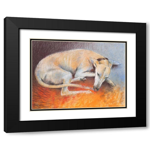 Dog resting Black Modern Wood Framed Art Print with Double Matting by Botman, Loes