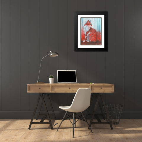 Red Cat Black Modern Wood Framed Art Print with Double Matting by Botman, Loes