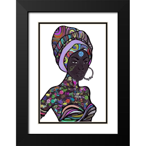 Africa Street Black Modern Wood Framed Art Print with Double Matting by GRIFF