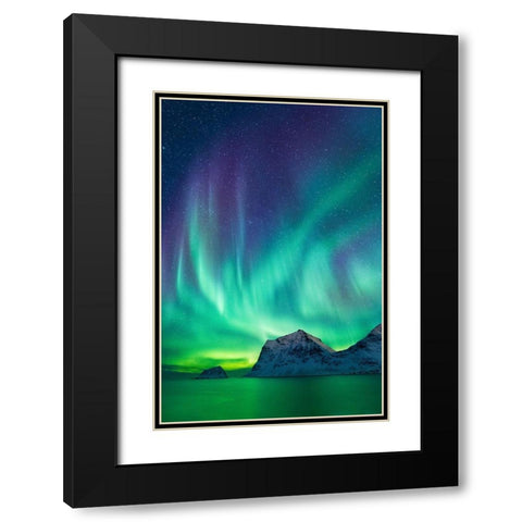Aurore Boreale II Black Modern Wood Framed Art Print with Double Matting by Bertrande, Arnaud