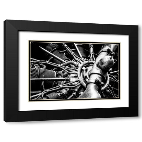 Propellor Engine close up Black Modern Wood Framed Art Print with Double Matting by Ronin
