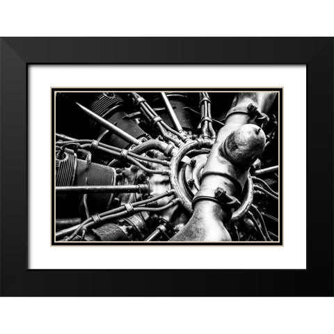 Propellor Engine close up Black Modern Wood Framed Art Print with Double Matting by Ronin