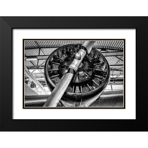 Propellor Engine Black Modern Wood Framed Art Print with Double Matting by Ronin