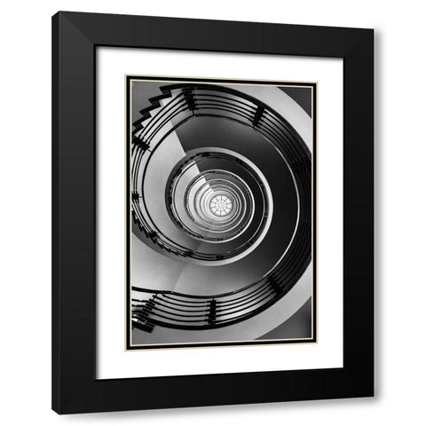 Hypnotic Black Modern Wood Framed Art Print with Double Matting by Ronin