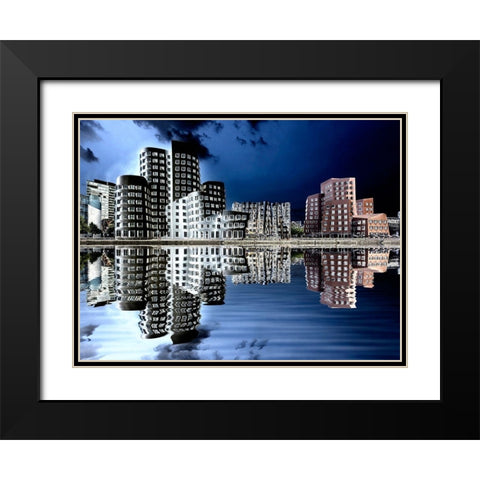 Gehry Bauten Dusseldorf im Medienhafen Black Modern Wood Framed Art Print with Double Matting by Fischer, Rolf