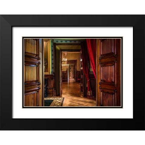 Old Castle Doorway Black Modern Wood Framed Art Print with Double Matting by Ronin