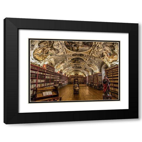 Beautiful old Library Black Modern Wood Framed Art Print with Double Matting by Ronin