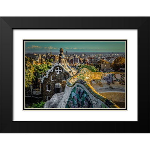 Colourful Barcelona Black Modern Wood Framed Art Print with Double Matting by Ronin