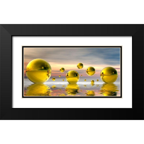 Golden Bowls 14 Black Modern Wood Framed Art Print with Double Matting by Hillert, Peter