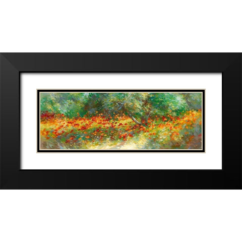 Champ des Cocquelicots Black Modern Wood Framed Art Print with Double Matting by Messely, Johann