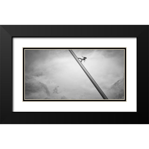 Man walking the Sky Black Modern Wood Framed Art Print with Double Matting by Stein, Oliver
