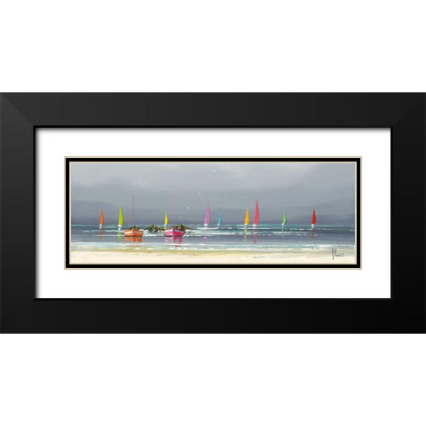 La plage Black Modern Wood Framed Art Print with Double Matting by Flanet, Frederic