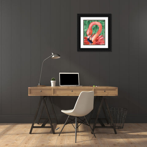 Fab Flamingo - Palms Black Ornate Wood Framed Art Print with Double Matting by Brent, Paul