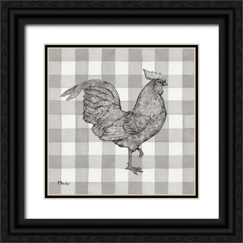Lined Rooster I Black Ornate Wood Framed Art Print with Double Matting by Brent, Paul