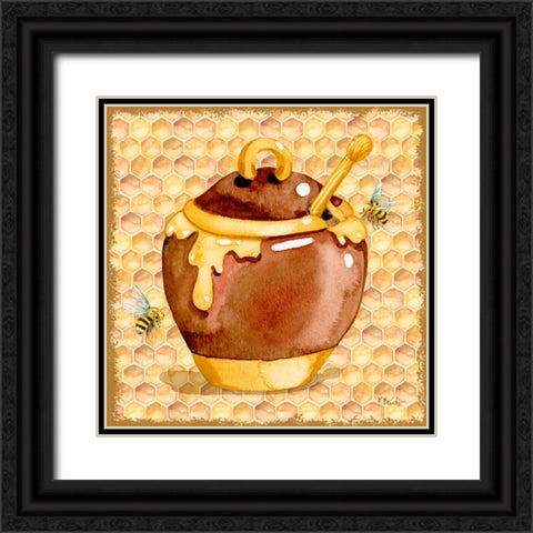 Honey Pot II - Honeycomb Black Ornate Wood Framed Art Print with Double Matting by Brent, Paul