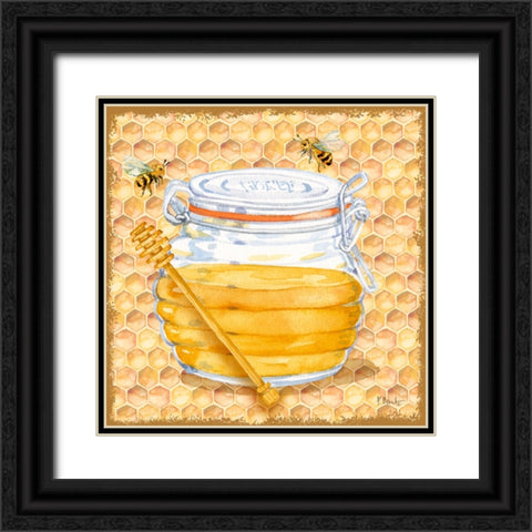 Honey Pot III - Honeycomb Black Ornate Wood Framed Art Print with Double Matting by Brent, Paul