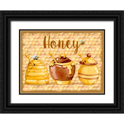Honey Pot Horizontal - Honeycomb Black Ornate Wood Framed Art Print with Double Matting by Brent, Paul