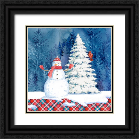 Frosted Snowman I Black Ornate Wood Framed Art Print with Double Matting by Brent, Paul
