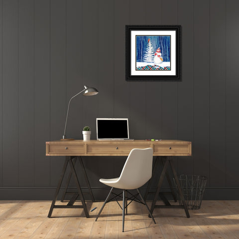 Frosted Snowman II Black Ornate Wood Framed Art Print with Double Matting by Brent, Paul