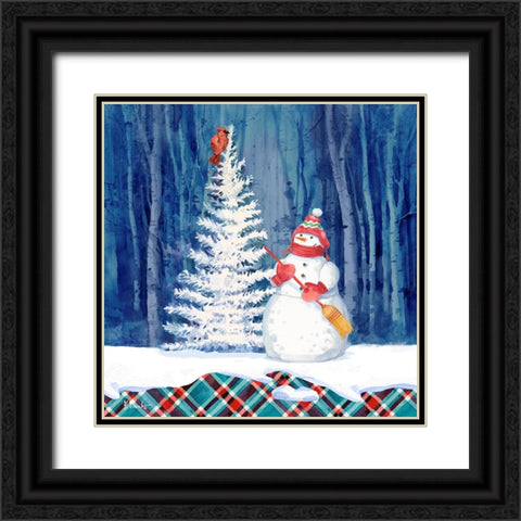 Frosted Snowman II Black Ornate Wood Framed Art Print with Double Matting by Brent, Paul