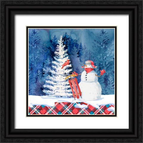 Frosted Snowman IV Black Ornate Wood Framed Art Print with Double Matting by Brent, Paul