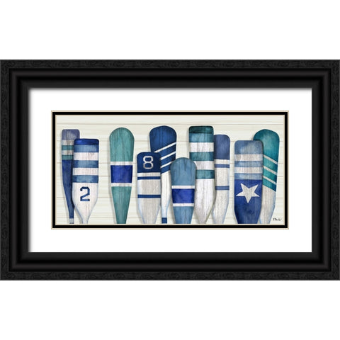 Port Oars Horizontal - Blue Black Ornate Wood Framed Art Print with Double Matting by Brent, Paul