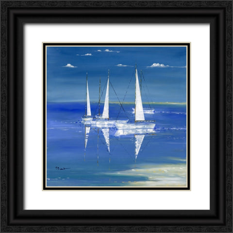Serenity Sailboats Black Ornate Wood Framed Art Print with Double Matting by Brent, Paul