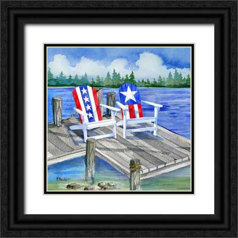 Patriotic Dock I Black Ornate Wood Framed Art Print with Double Matting by Brent, Paul