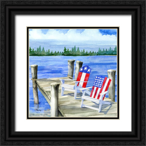Patriotic Dock II Black Ornate Wood Framed Art Print with Double Matting by Brent, Paul
