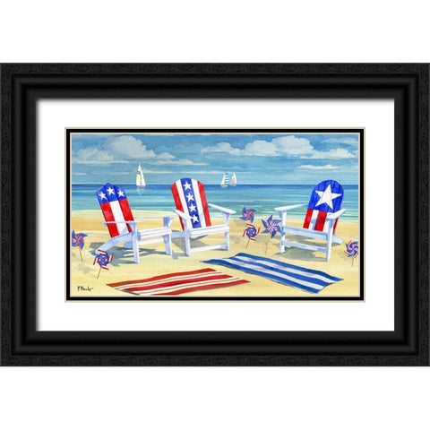 Patriotic Beach Horizontal Black Ornate Wood Framed Art Print with Double Matting by Brent, Paul