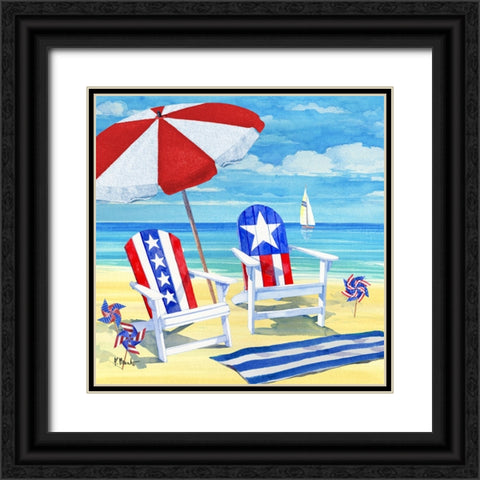 Patriotic Beach I Black Ornate Wood Framed Art Print with Double Matting by Brent, Paul