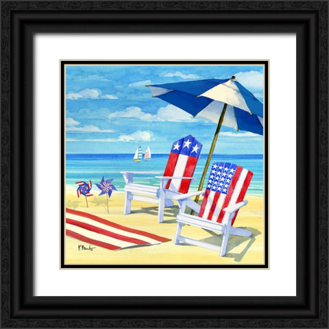 Patriotic Beach II Black Ornate Wood Framed Art Print with Double Matting by Brent, Paul