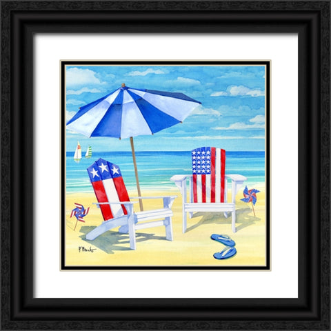 Patriotic Beach III Black Ornate Wood Framed Art Print with Double Matting by Brent, Paul