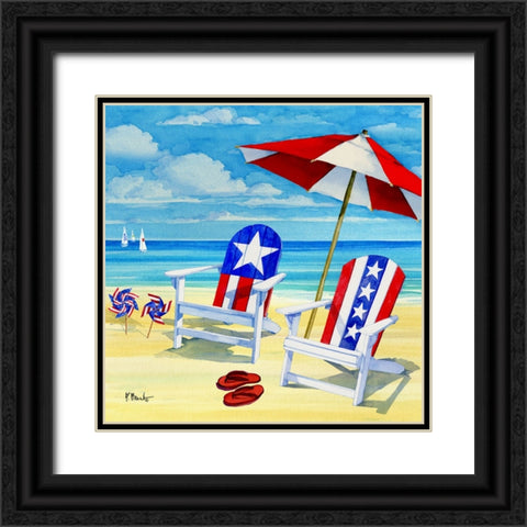 Patriotic Beach IV Black Ornate Wood Framed Art Print with Double Matting by Brent, Paul