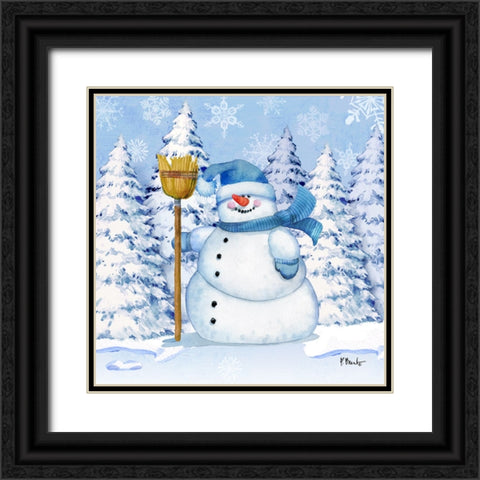 Icy Snowman V Black Ornate Wood Framed Art Print with Double Matting by Brent, Paul