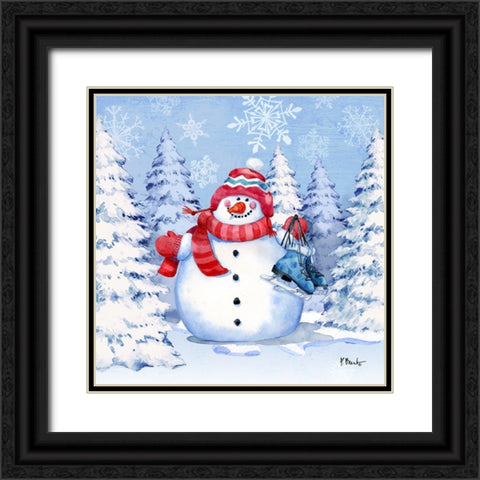 Icy Snowman VI Black Ornate Wood Framed Art Print with Double Matting by Brent, Paul