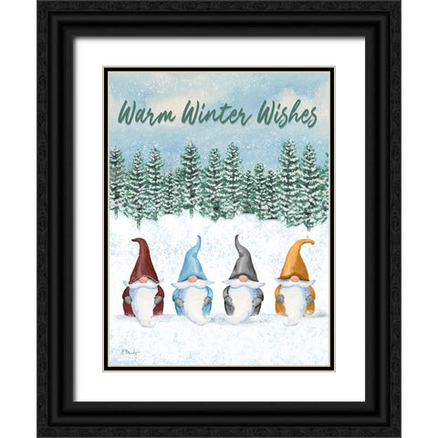 Warm Winter Gnomes Vertical Black Ornate Wood Framed Art Print with Double Matting by Brent, Paul