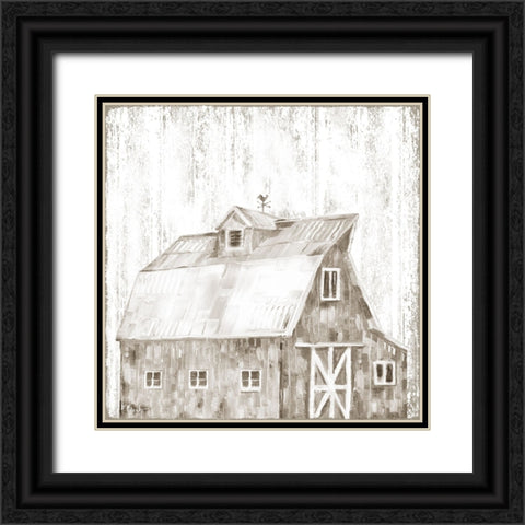 White Wood Barn I Black Ornate Wood Framed Art Print with Double Matting by Brent, Paul