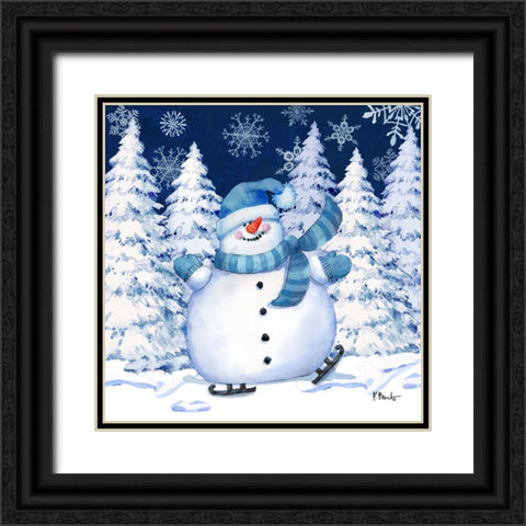 Icy Snowman VII - Navy Black Ornate Wood Framed Art Print with Double Matting by Brent, Paul