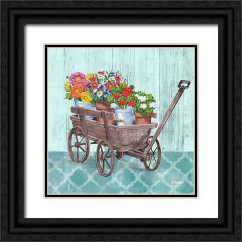 Flower Cart I Black Ornate Wood Framed Art Print with Double Matting by Brent, Paul