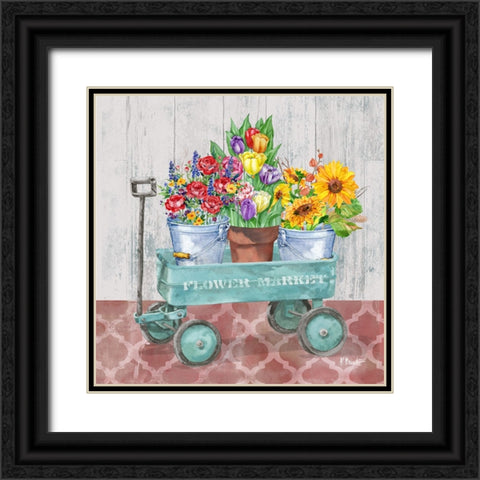 Flower Cart II Black Ornate Wood Framed Art Print with Double Matting by Brent, Paul