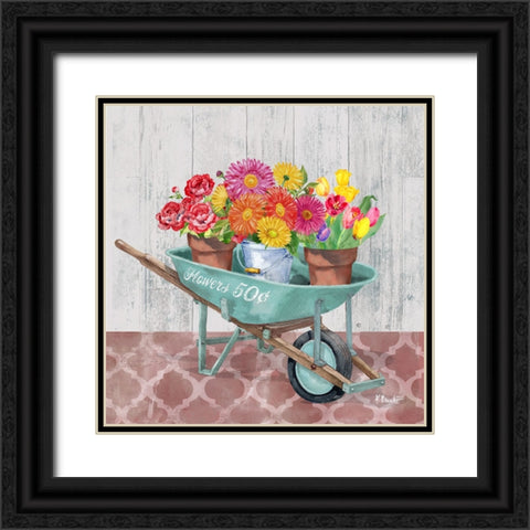 Flower Cart III Black Ornate Wood Framed Art Print with Double Matting by Brent, Paul