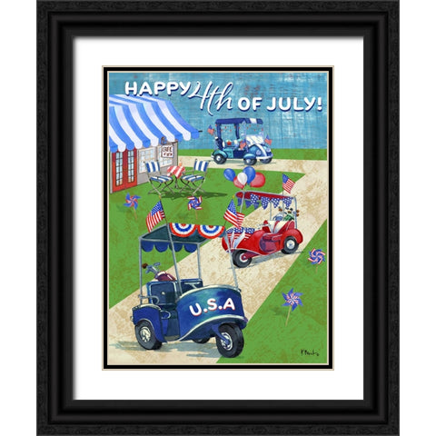 Patriotic Golf Time Vertical Black Ornate Wood Framed Art Print with Double Matting by Brent, Paul