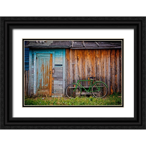 Barn And Bike Black Ornate Wood Framed Art Print with Double Matting by Lee, Rachel