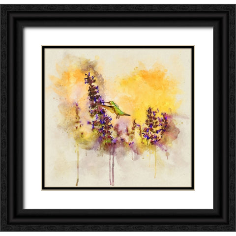 Bird 50 Watercolor Black Ornate Wood Framed Art Print with Double Matting by Lee, Rachel