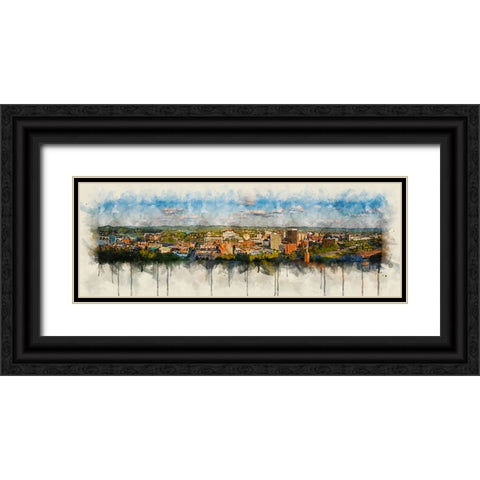 Cameron Hill View Watercolor Black Ornate Wood Framed Art Print with Double Matting by Lee, Rachel
