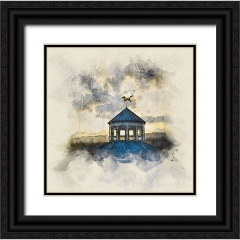 Carousel Last Light Watercolor Black Ornate Wood Framed Art Print with Double Matting by Lee, Rachel