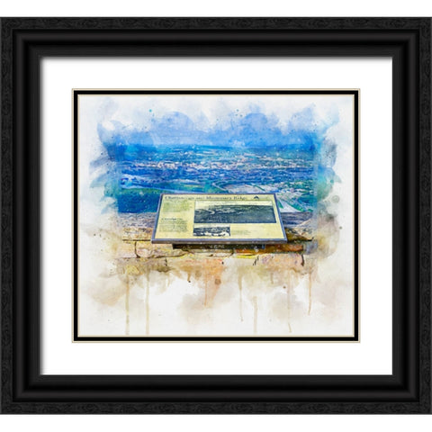 Chattanooga Missionary Ridge Plaque Watercolor Black Ornate Wood Framed Art Print with Double Matting by Lee, Rachel